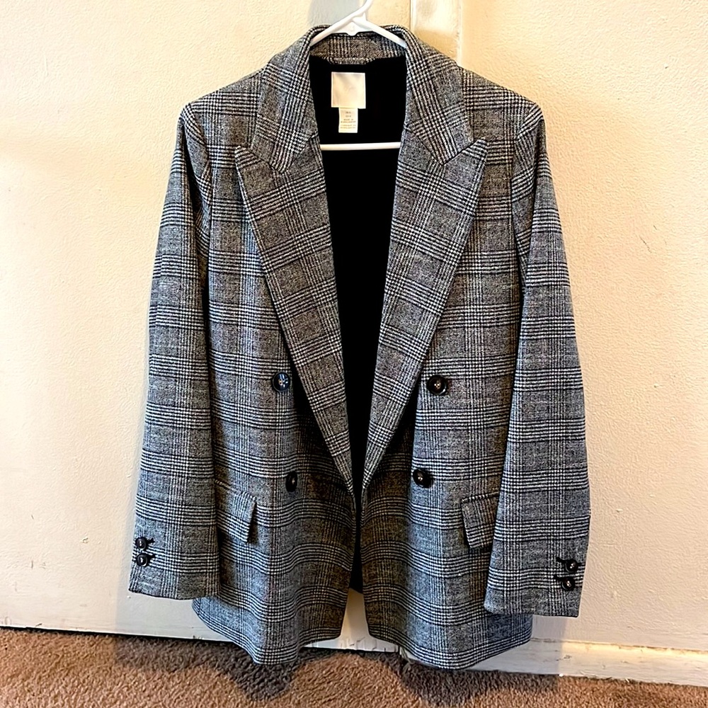 H&M Oversized Wool-Mix Blazer Size 6 Color Grey